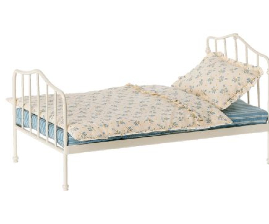 Speelgoed Maileg Poppenhuis & Toebehoren | Maileg Miniatuur Bed, Mini Blauw