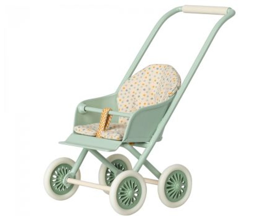 Speelgoed Maileg Poppenhuis & Toebehoren | Maileg Kinderwagen Micro, Mint