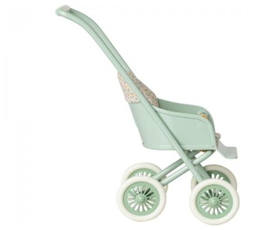 Speelgoed Maileg Poppenhuis & Toebehoren | Maileg Kinderwagen Micro, Mint