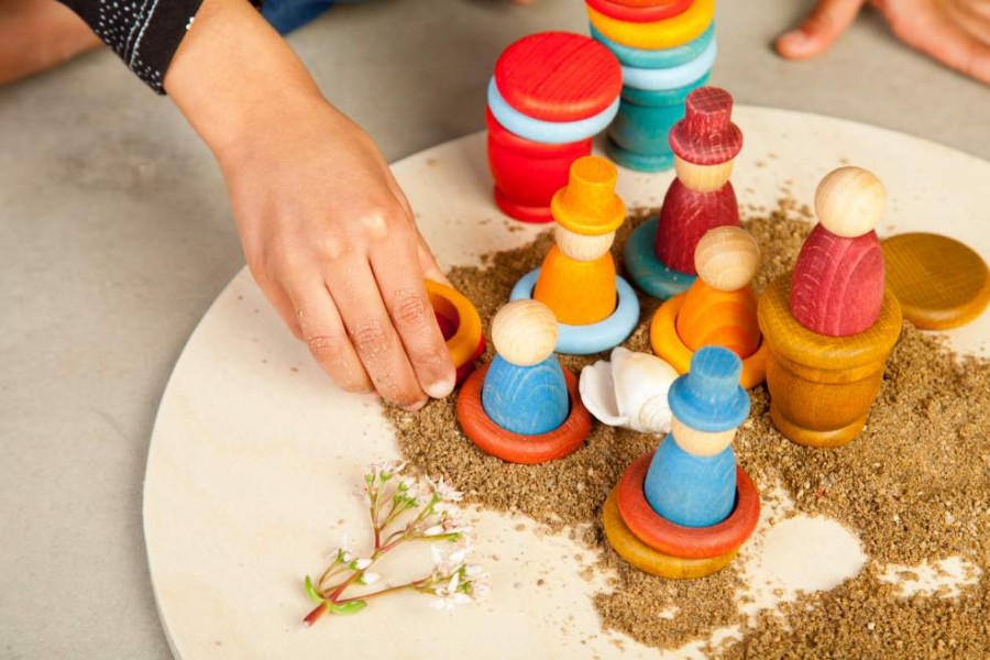 Speelgoed Grapat Seizoenen En Rituelen | Grapat Seizoenstafel Zomerset, Houten Nins Poppetjes, Schijfjes, Ringen En Bakjes