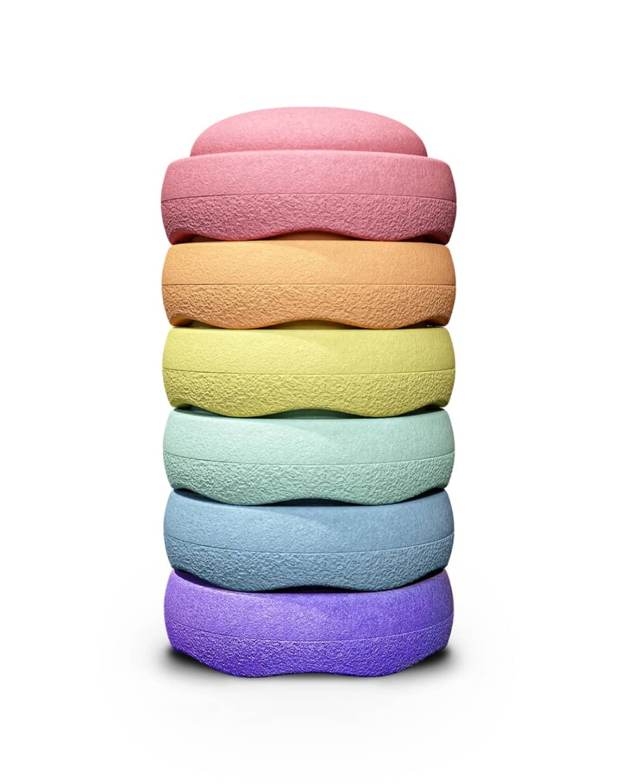 Speelkamer Stapelstein | Stapelstein Regenboog Pastel Set, 6 Stuks