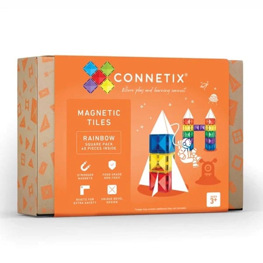 Speelgoed Connetix Bouwen | Connetix Aanvullende Set Met Vierkanten, 40 Stuks Regenboog