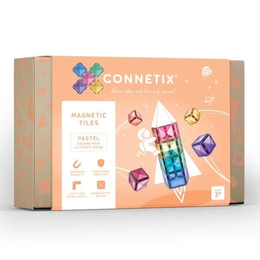 Speelgoed Connetix Bouwen | Connetix Aanvullende Set Met Vierkanten, 40 Stuks Pastel