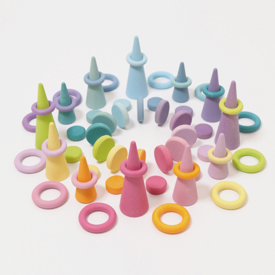 Speelgoed Grimm’s Ringen, Munten & Poppetjes | Grimm'S Pastel Munten Twee Formaten, 24 Stuks