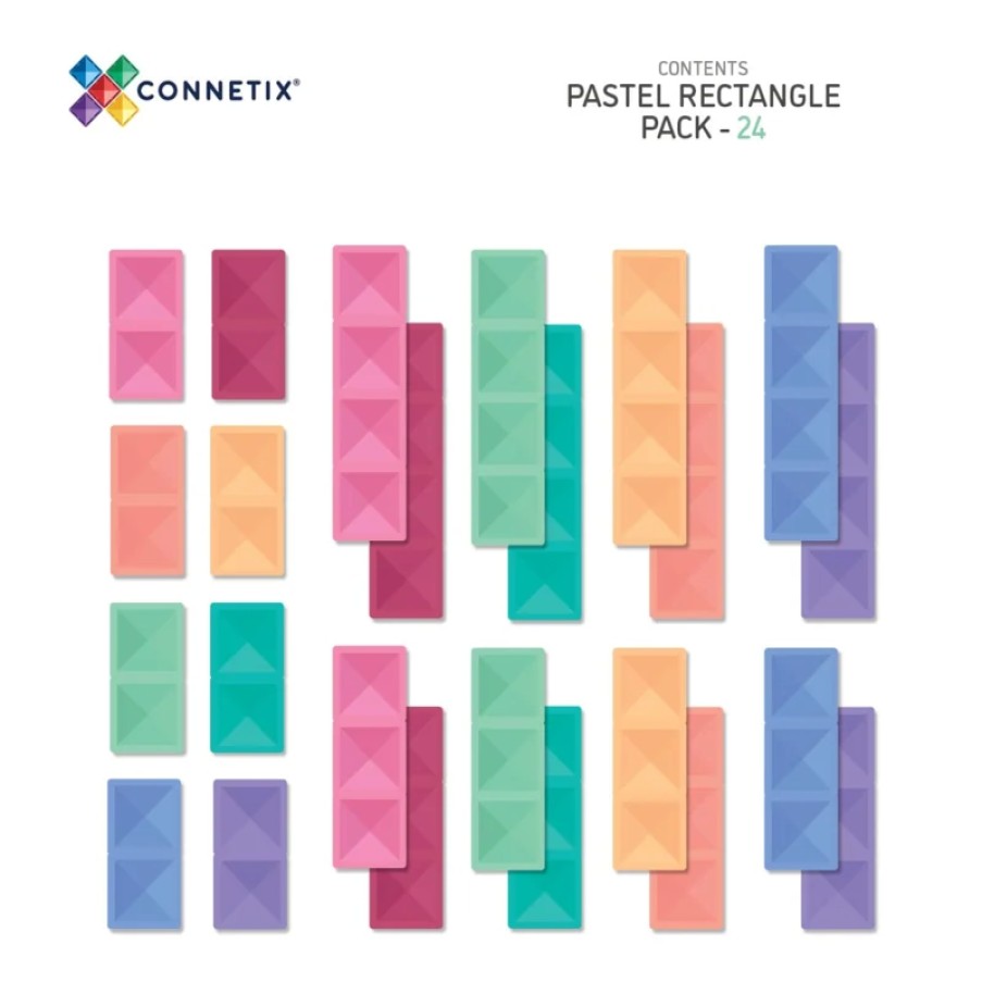 Speelgoed Connetix Bouwen | Connetix Pastel Rectangle Pack, 24 Stuks