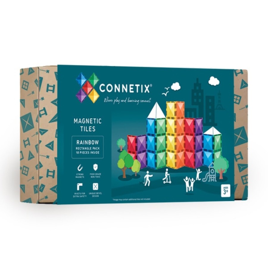 Speelgoed Connetix Bouwen | Connetix Regenboog Rectangle Set, 18 Stuks