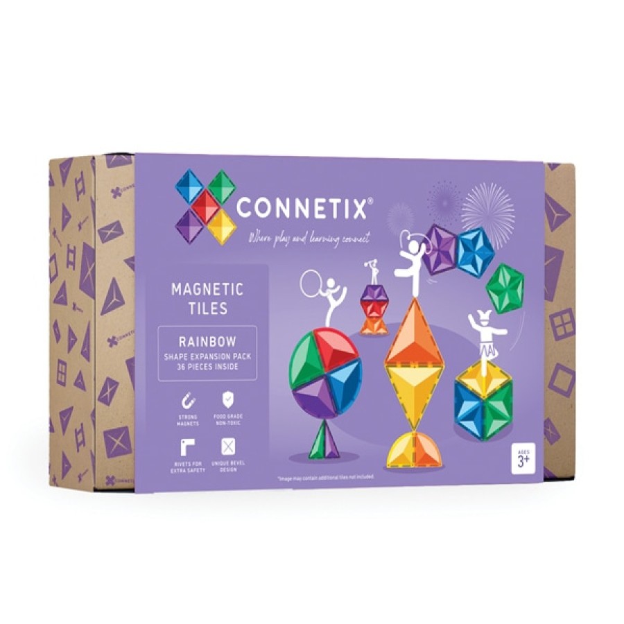 Speelgoed Connetix Bouwen | Connetix Regenboog Vormen Uitbreidingen Set, 36 Stuks